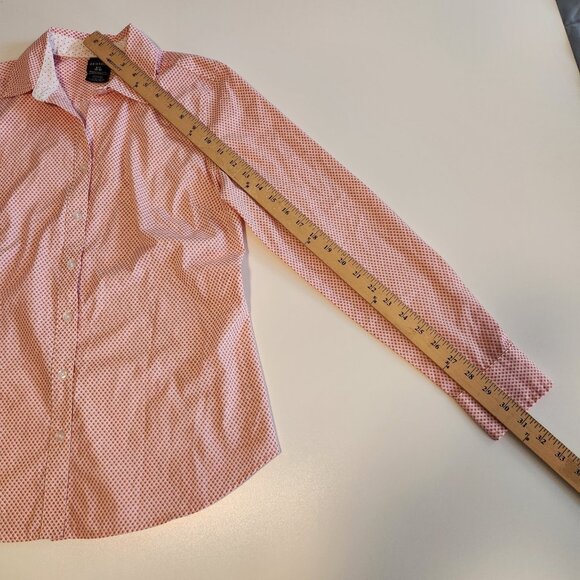 George Button Up Shirt White With Pink /‎ Red Floral Polks Dots Womens Small 4-6 - Picture 13 of 13